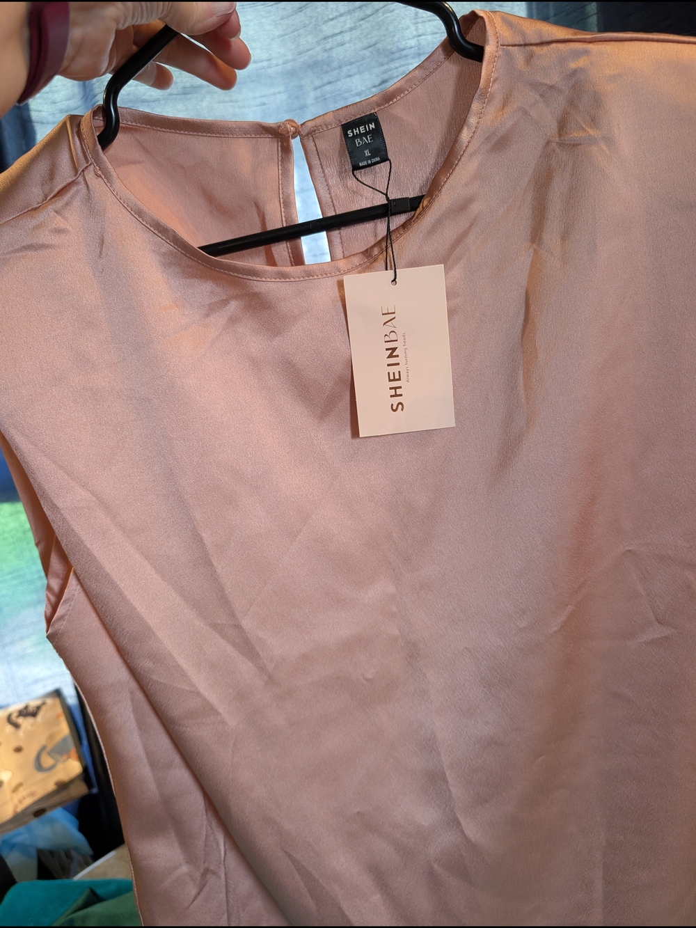 SHEIN Blush Pink Satin Sleeveless Top